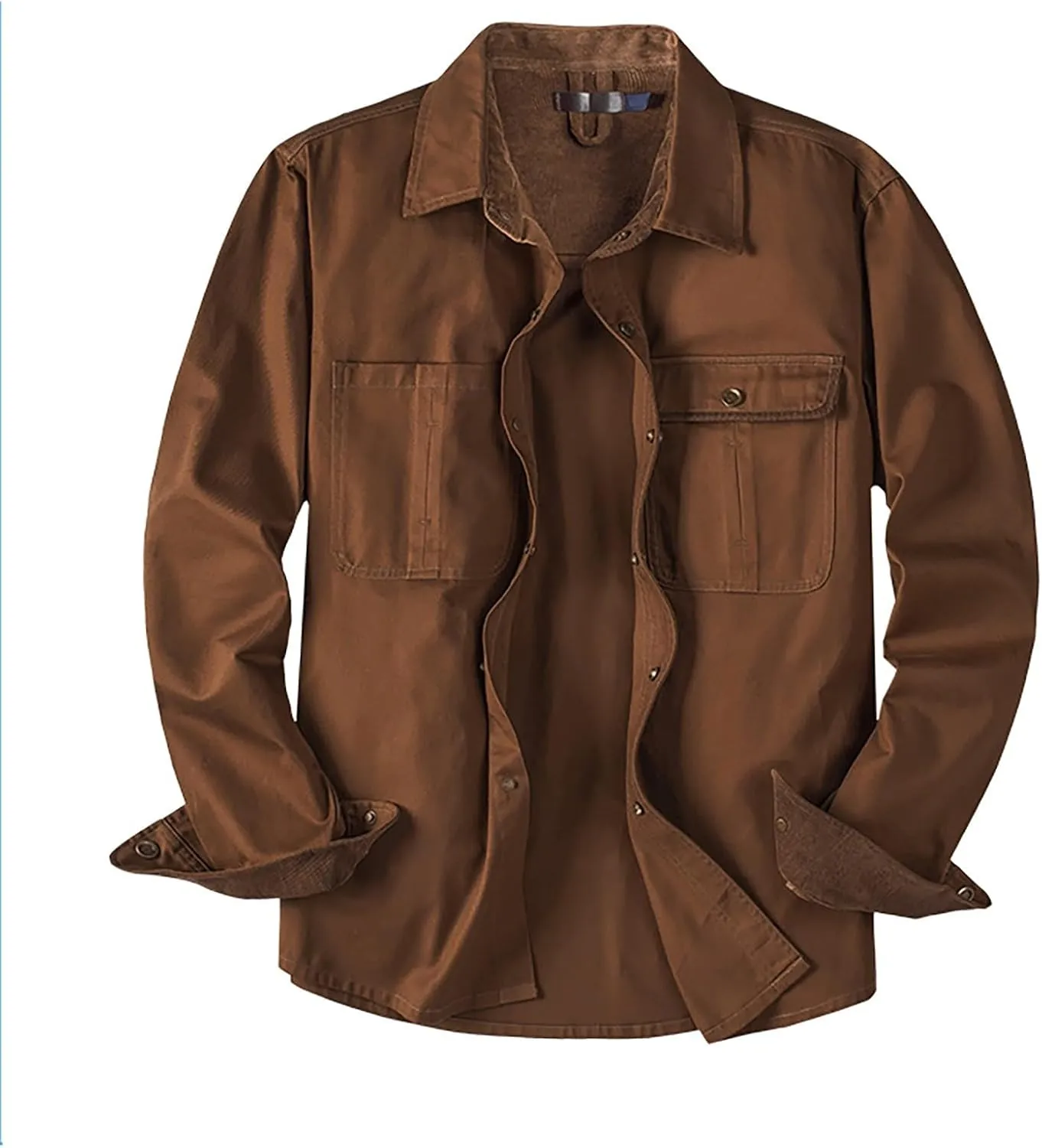 Men's Cotton Flannel Shirt Casual Button Up Plaid Shirt Brushed Soft Outdoor Shirts with Corduroy Contrast