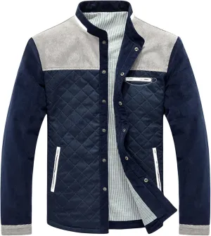 Mens Diamond Quilted Jacket Puffer Down Jacket Men Lightweight Business Casual Button Down Warm Padded Coats Outerwear