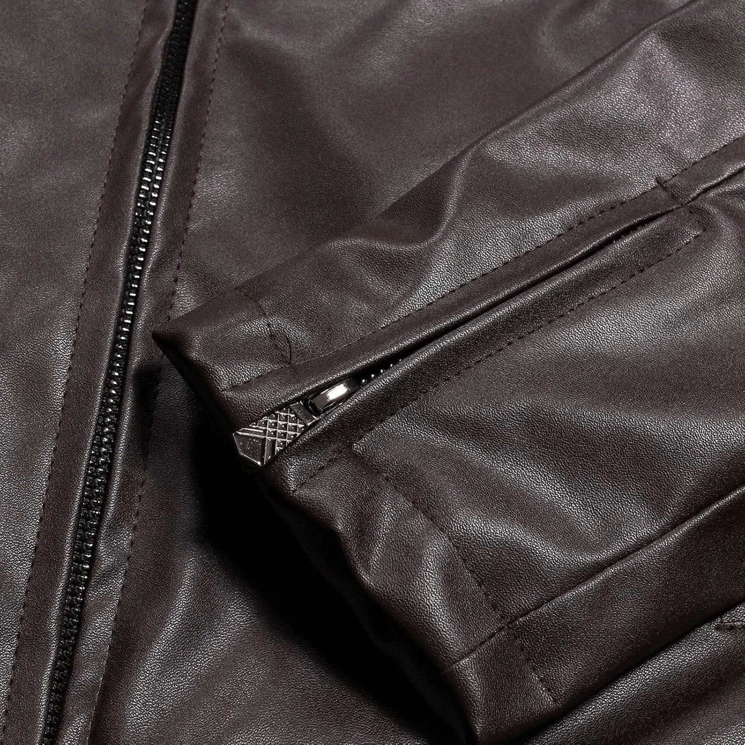 Mens Faux Leather Jacket, Faux Bomber Jacket Men Motorcycle Lapel Asymmetric Zip-Up Blet Slim Fit Biker Jacket Coat