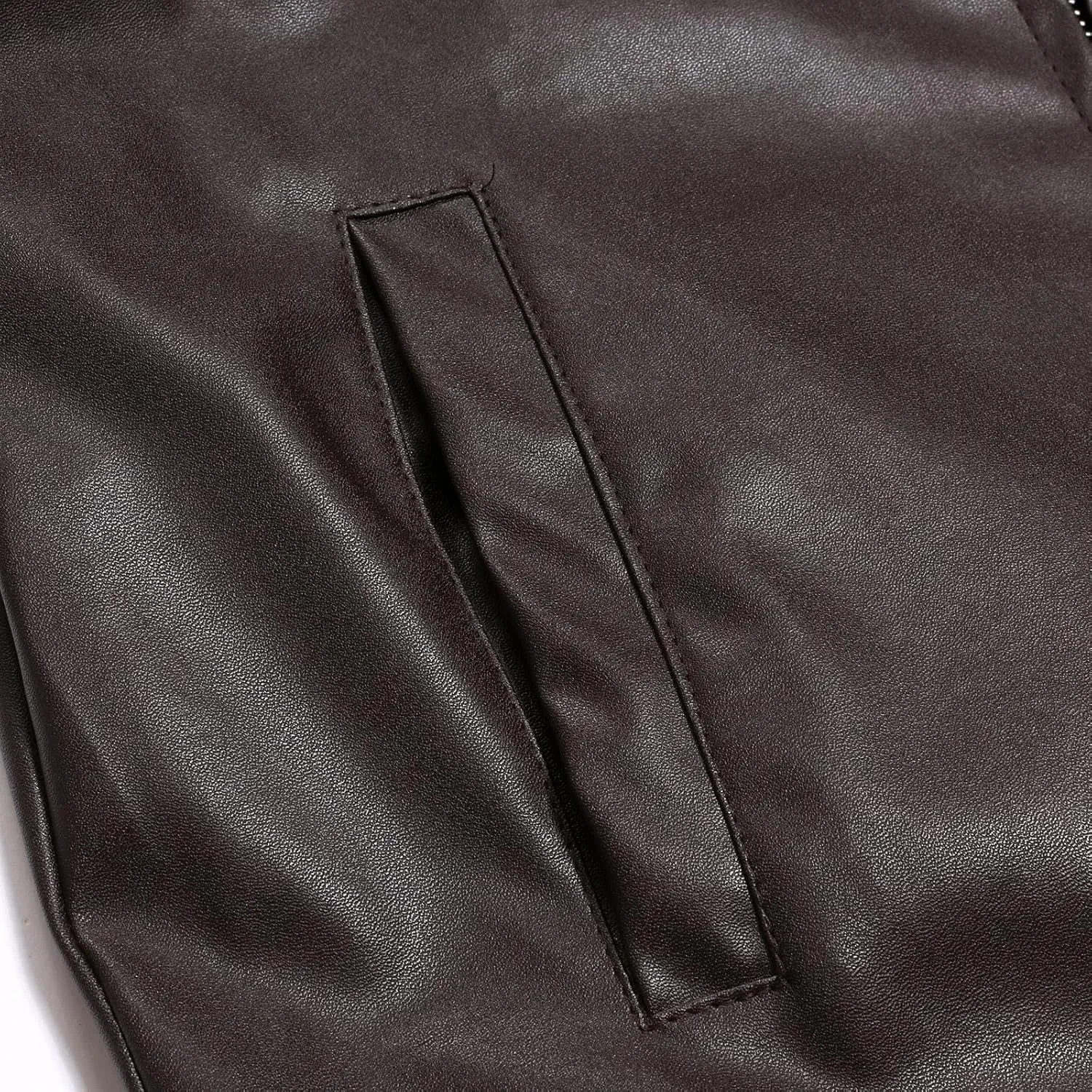 Mens Faux Leather Jacket, Faux Bomber Jacket Men Motorcycle Lapel Asymmetric Zip-Up Blet Slim Fit Biker Jacket Coat