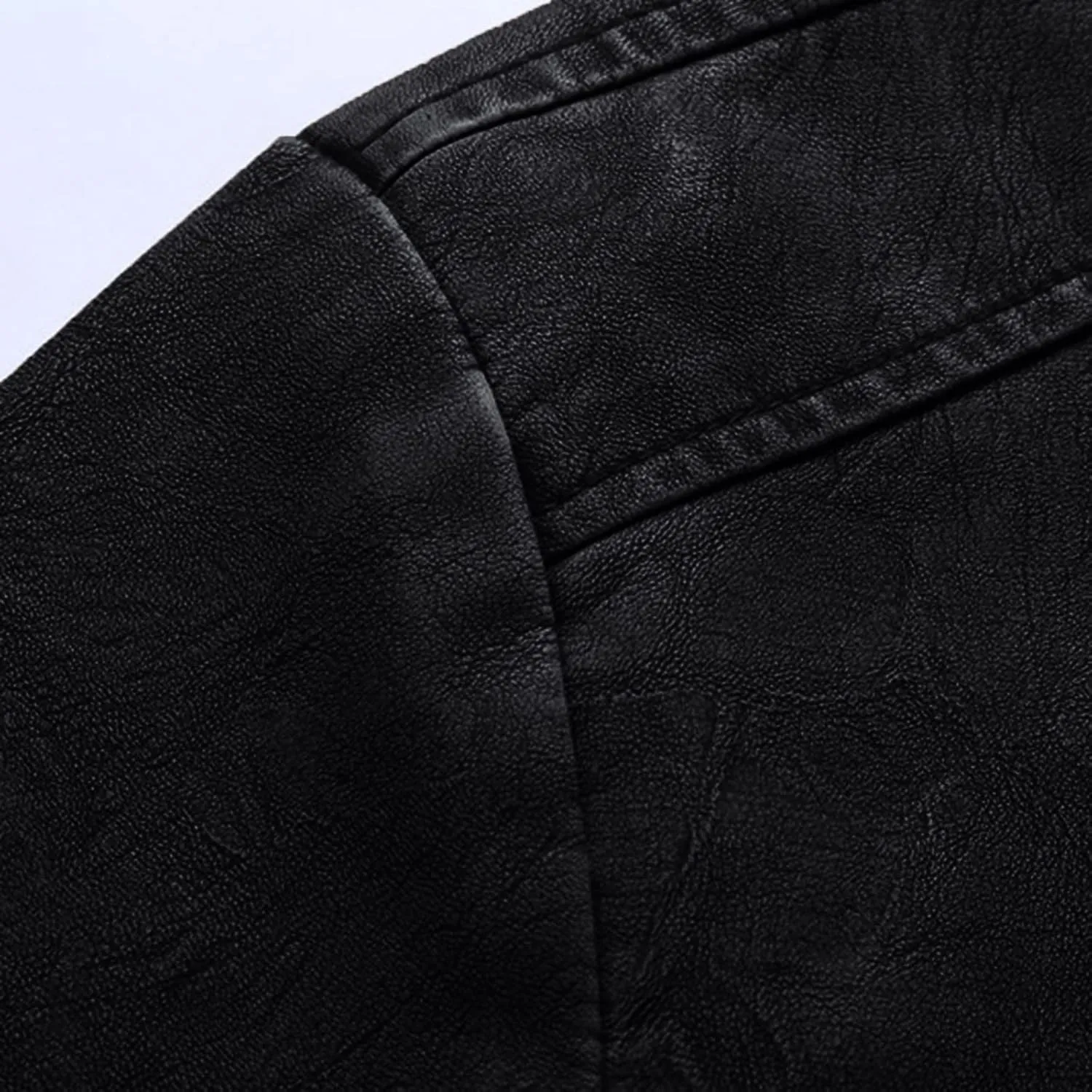Mens Faux Leather Jacket, Mens Fall/Winter Thickening Coat Long Sleeve Zip Up Outwear Sports Lightweight Parka Jacket