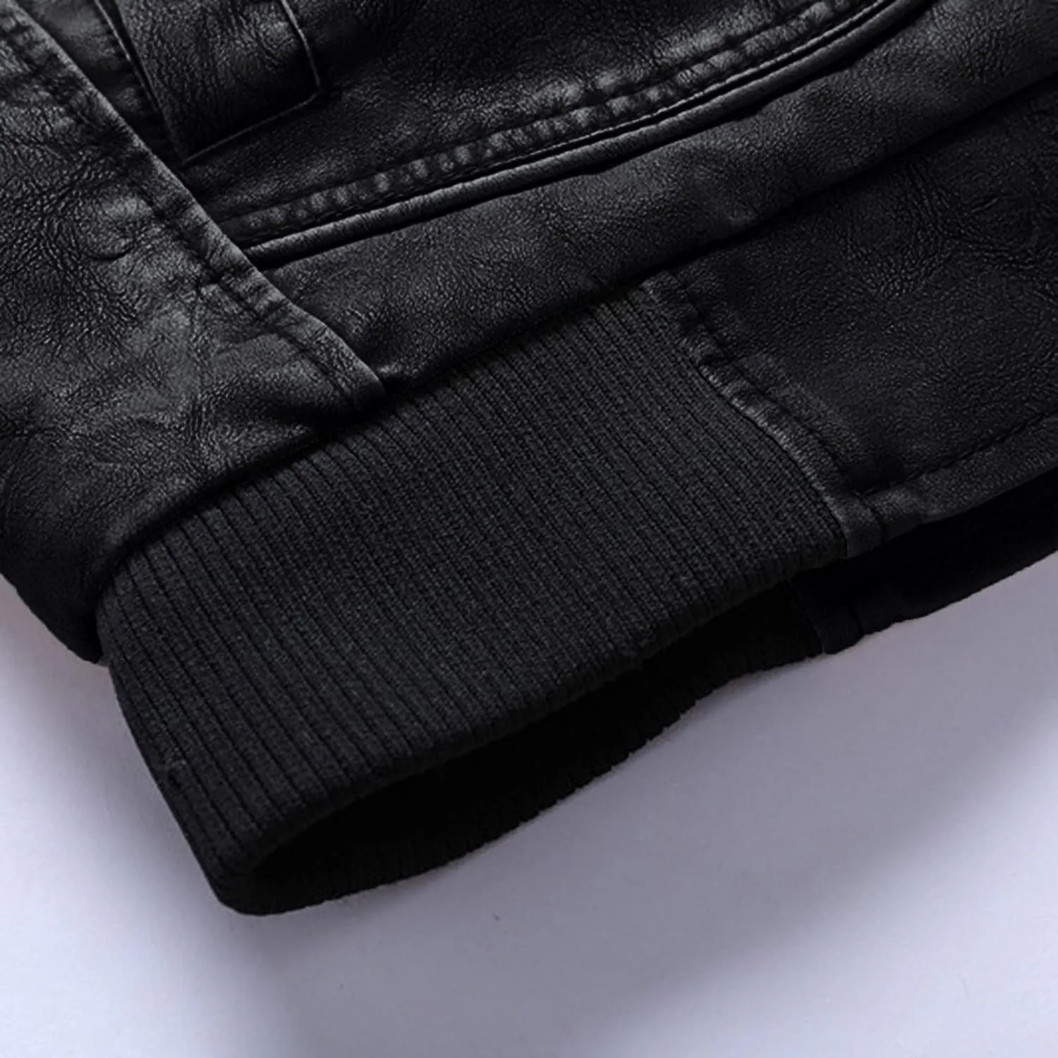 Mens Faux Leather Jacket, Mens Fall/Winter Thickening Coat Long Sleeve Zip Up Outwear Sports Lightweight Parka Jacket