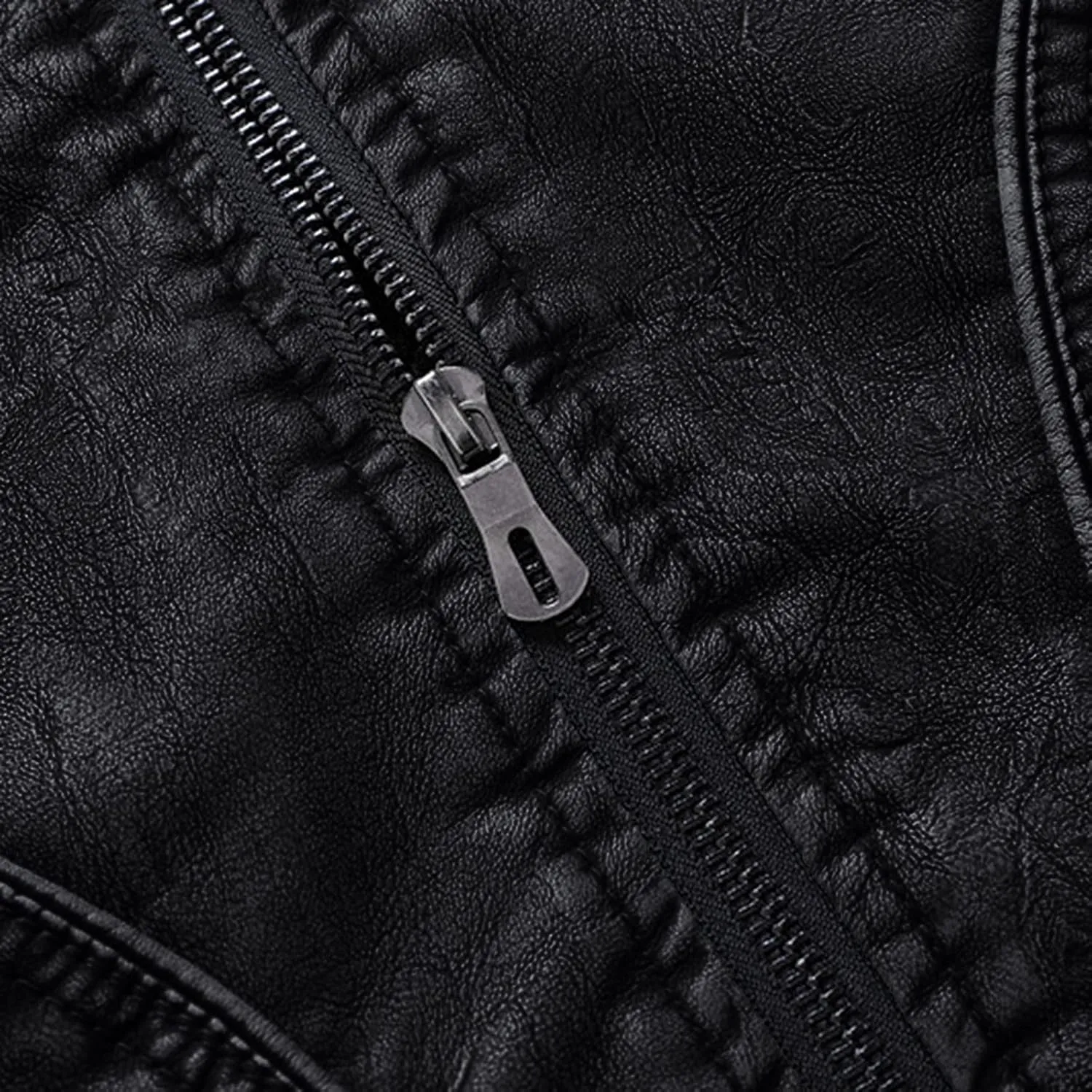 Mens Faux Leather Jacket, Mens Fall/Winter Thickening Coat Long Sleeve Zip Up Outwear Sports Lightweight Parka Jacket