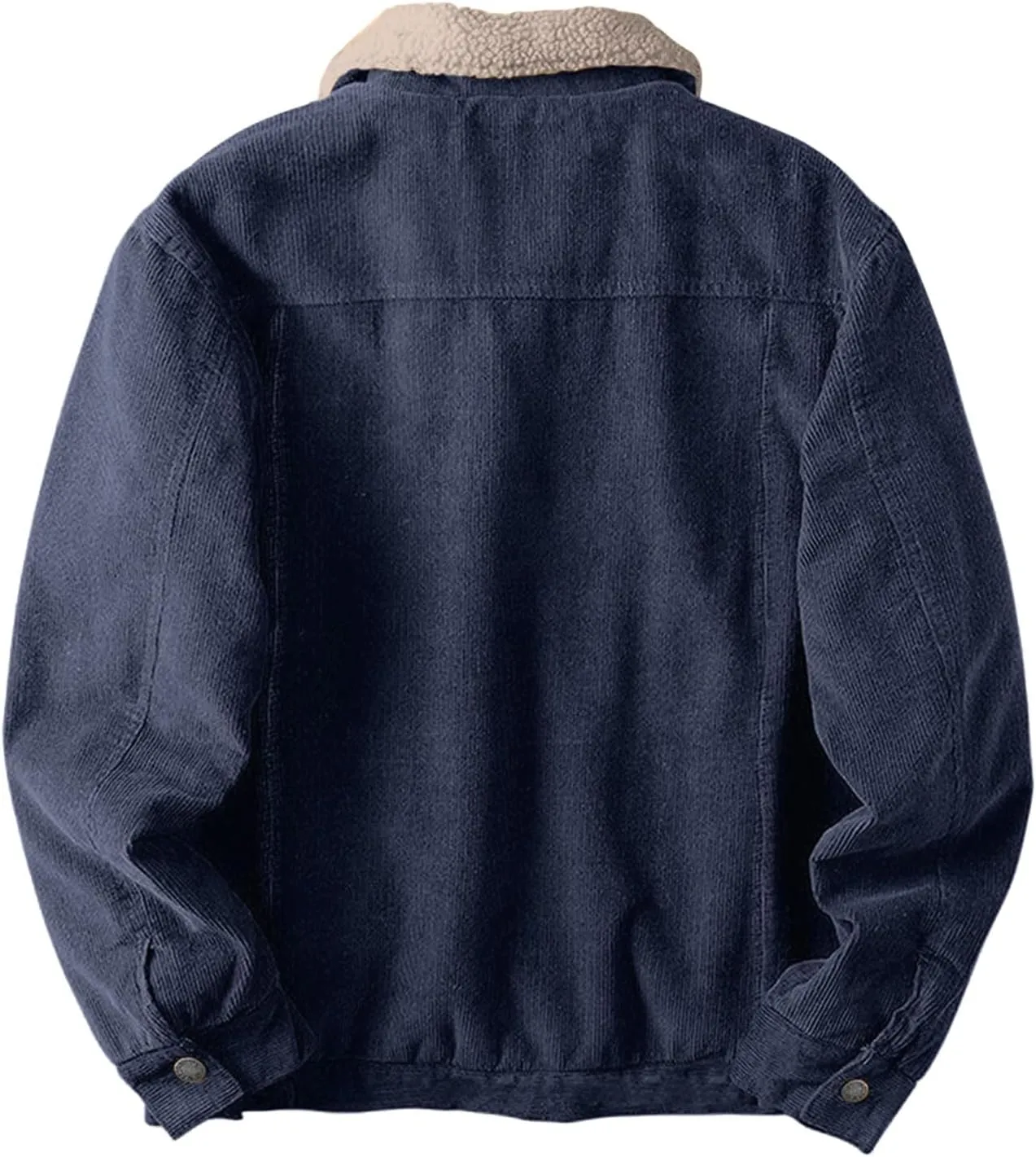 Men's Fleece Corduroy Jackets Snap Button Down Winter Cargo Coats Pockets Retro Warm Lapel Plush Fuzzy Sherpa Jacket