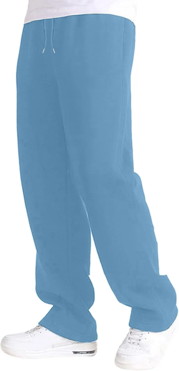 Mens Fleece Lined Joggers Pants Wide Leg Sweatpants Baggy Workout Pants Elastic Waist Cargo Pants Warm Running Pants