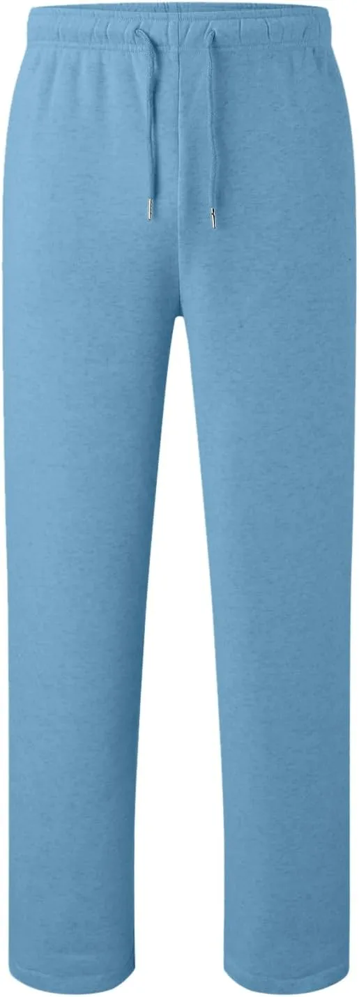 Mens Fleece Lined Joggers Pants Wide Leg Sweatpants Baggy Workout Pants Elastic Waist Cargo Pants Warm Running Pants