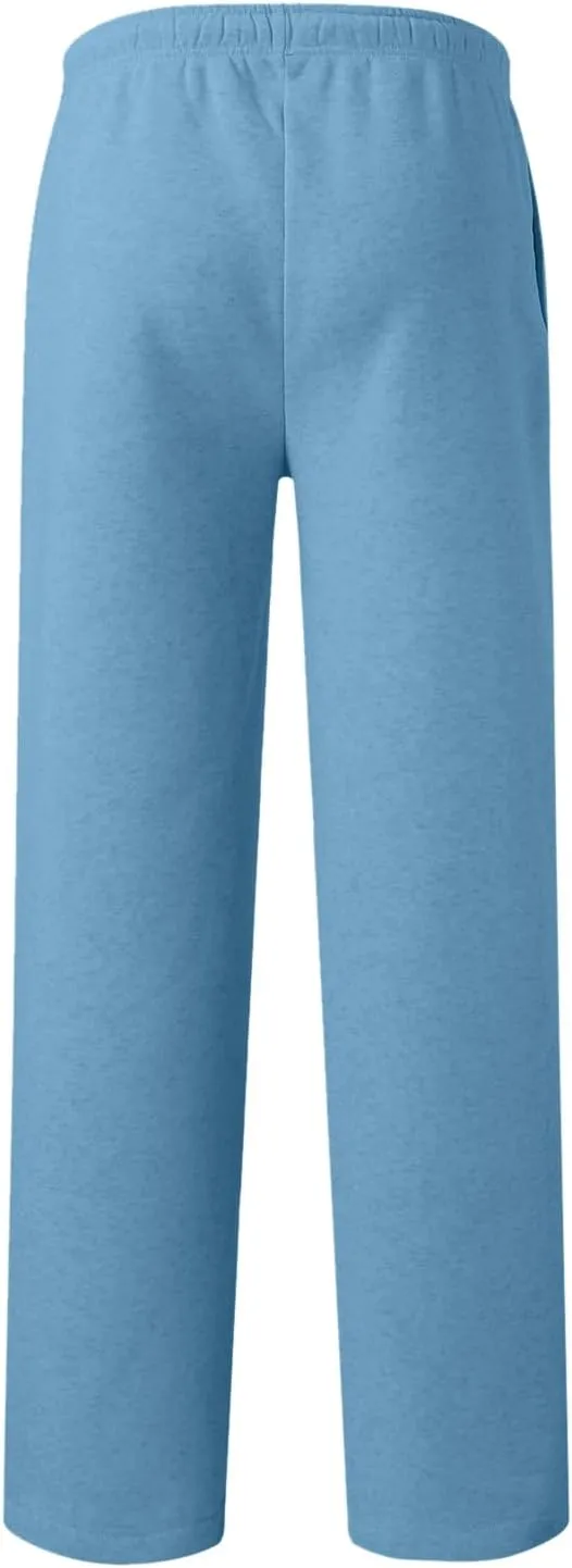Mens Fleece Lined Joggers Pants Wide Leg Sweatpants Baggy Workout Pants Elastic Waist Cargo Pants Warm Running Pants