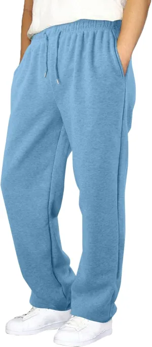 Mens Fleece Lined Joggers Pants Wide Leg Sweatpants Baggy Workout Pants Elastic Waist Cargo Pants Warm Running Pants