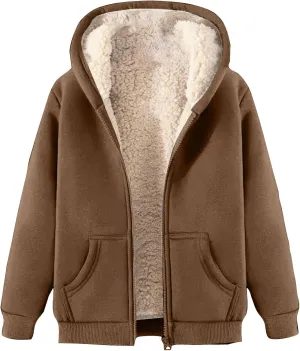 Mens Fleece Lined Sweatshirts Jackets Casual Thicken Workout Sherpa Coats Winter Warm Plush Full Zip Hoodies Overcoat