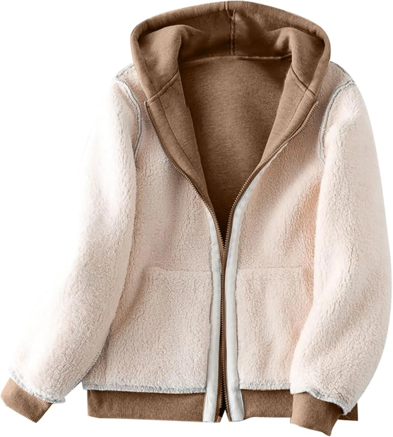 Mens Fleece Lined Sweatshirts Jackets Casual Thicken Workout Sherpa Coats Winter Warm Plush Full Zip Hoodies Overcoat