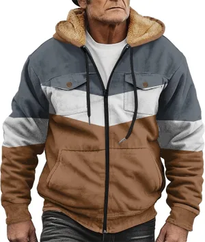 Men's Fleece Sweatshirts Jackets Plush Warm Fuzzy Winter Hoodies Workout Loose Fit Outdoor Thermal Cargo Sherpa Coats