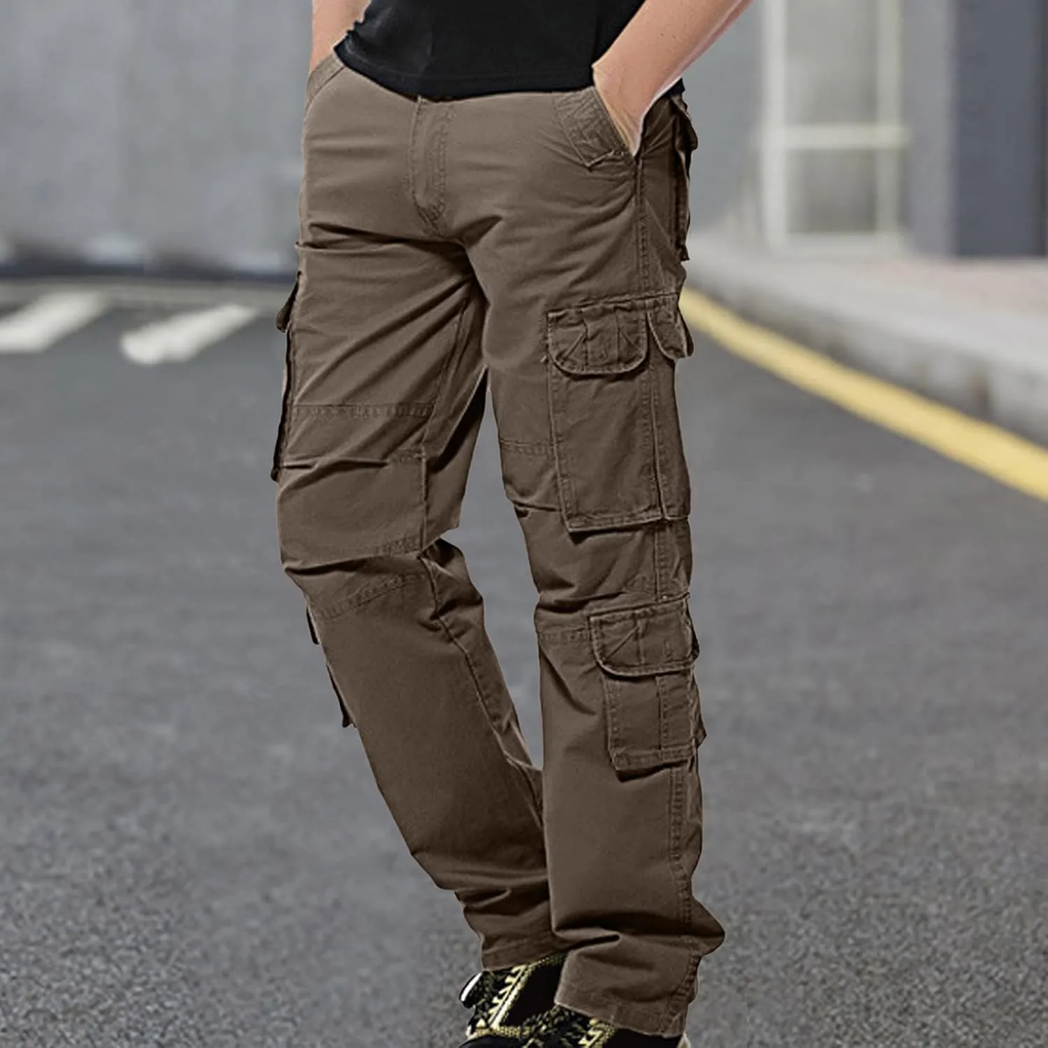 Men's Hiking Cargo Pants Relaxed Fit Baggy Multi-Pocket Track Pants Oversized Workout Sports Joggers Sweatpants