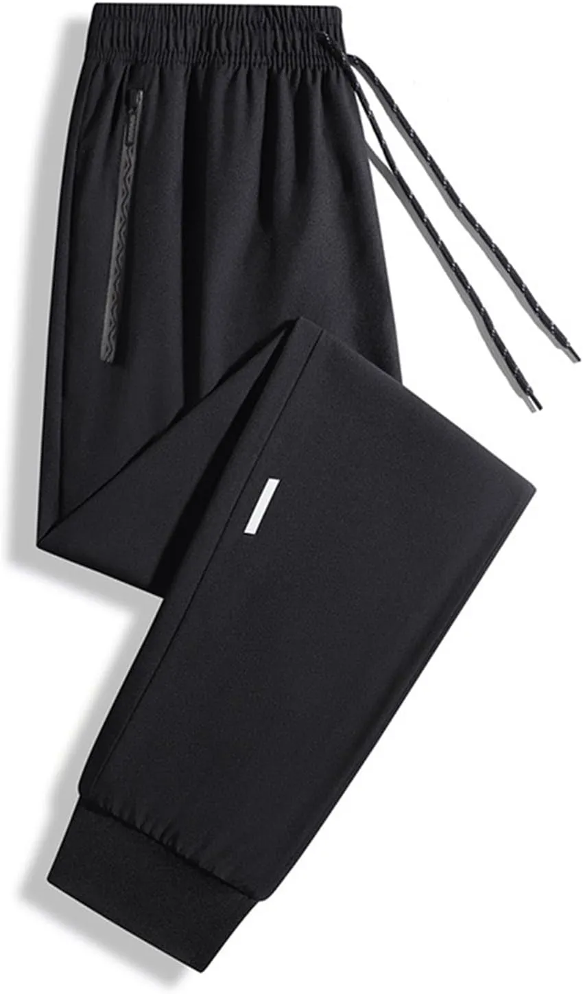 Men's Joggers Pants Lightweight Quick Dry Athletic Sweatpants Stretch Drawstring Tapered Pants with Zipper Pockets