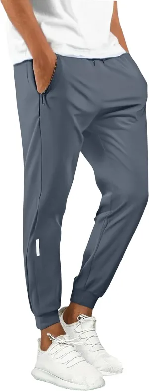 Men's Joggers Pants Lightweight Quick Dry Athletic Sweatpants Stretch Drawstring Tapered Pants with Zipper Pockets
