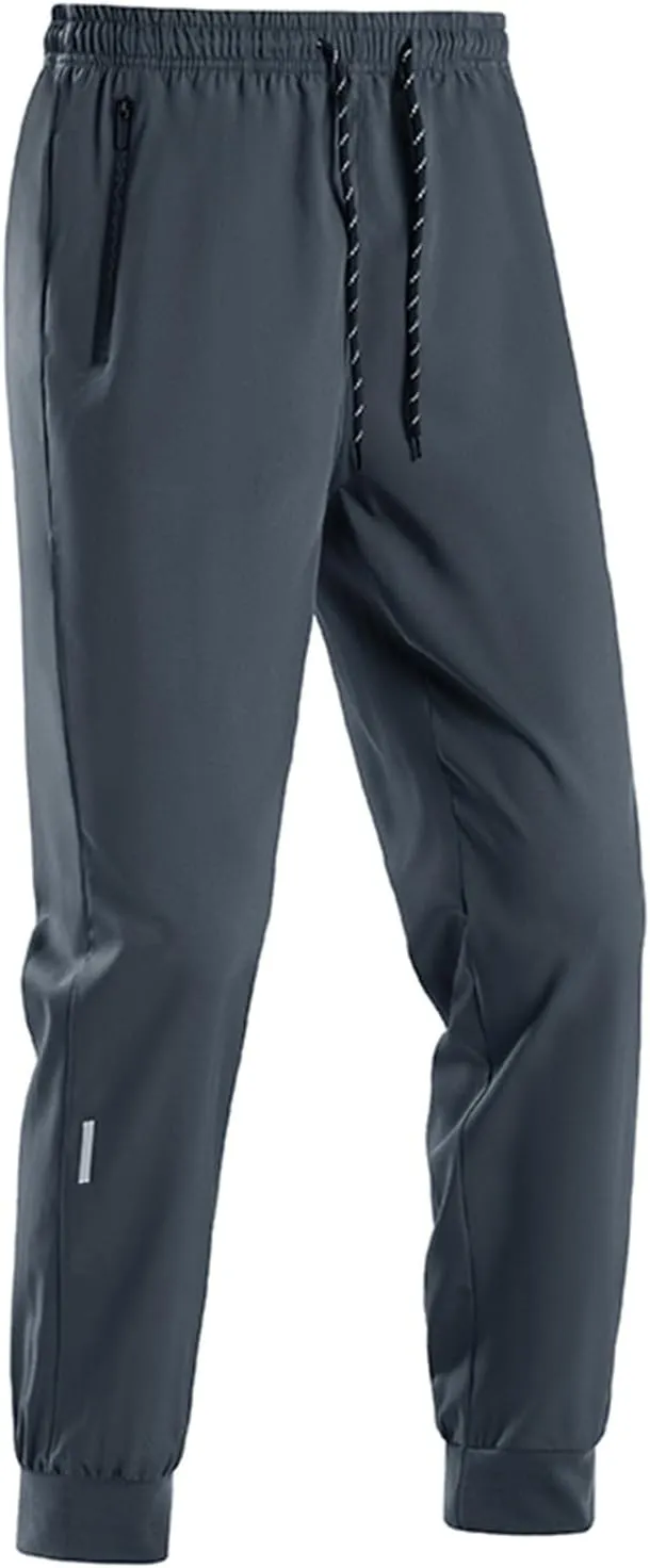 Men's Joggers Pants Lightweight Quick Dry Athletic Sweatpants Stretch Drawstring Tapered Pants with Zipper Pockets