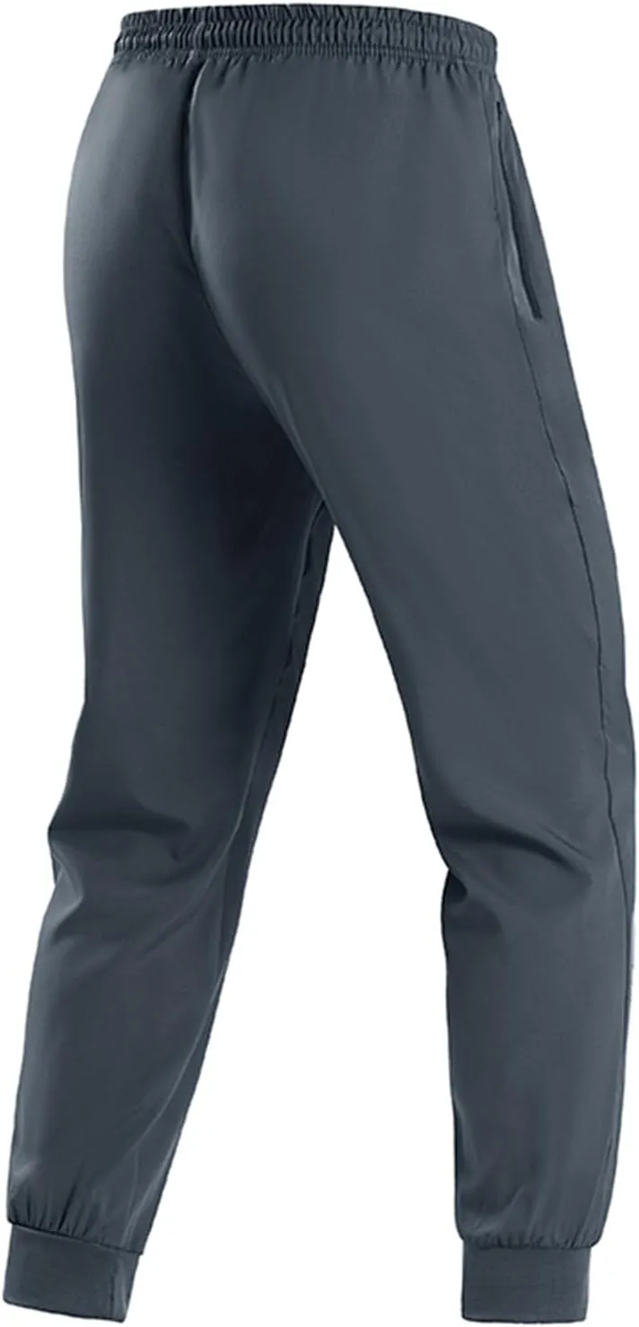 Men's Joggers Pants Lightweight Quick Dry Athletic Sweatpants Stretch Drawstring Tapered Pants with Zipper Pockets