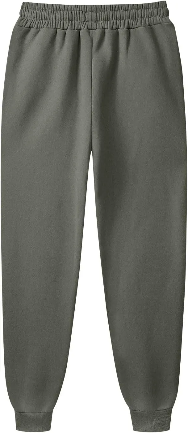 Mens Jogging Pants Baggy Casual Solid Color Sweatpants Stretch Elastic Waist Drawstring Sport Pants with Pockets