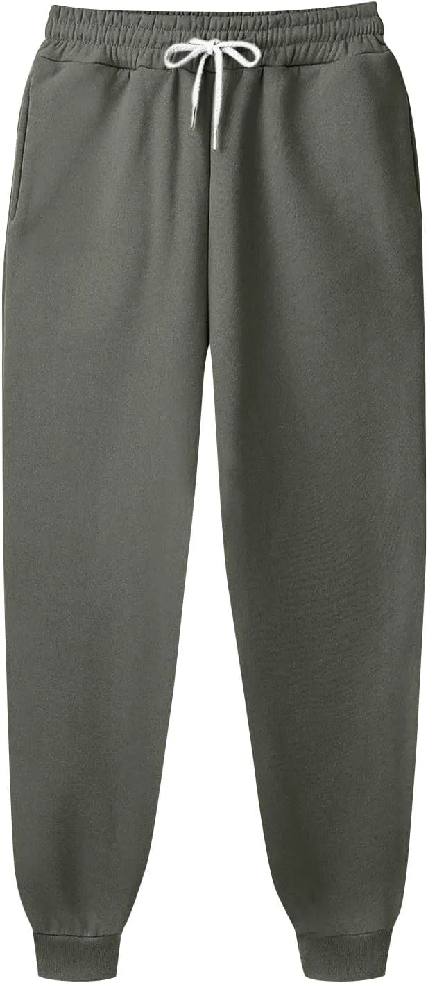 Mens Jogging Pants Baggy Casual Solid Color Sweatpants Stretch Elastic Waist Drawstring Sport Pants with Pockets