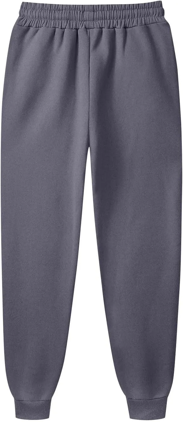 Mens Jogging Pants Baggy Casual Solid Color Sweatpants Stretch Elastic Waist Drawstring Sport Pants with Pockets