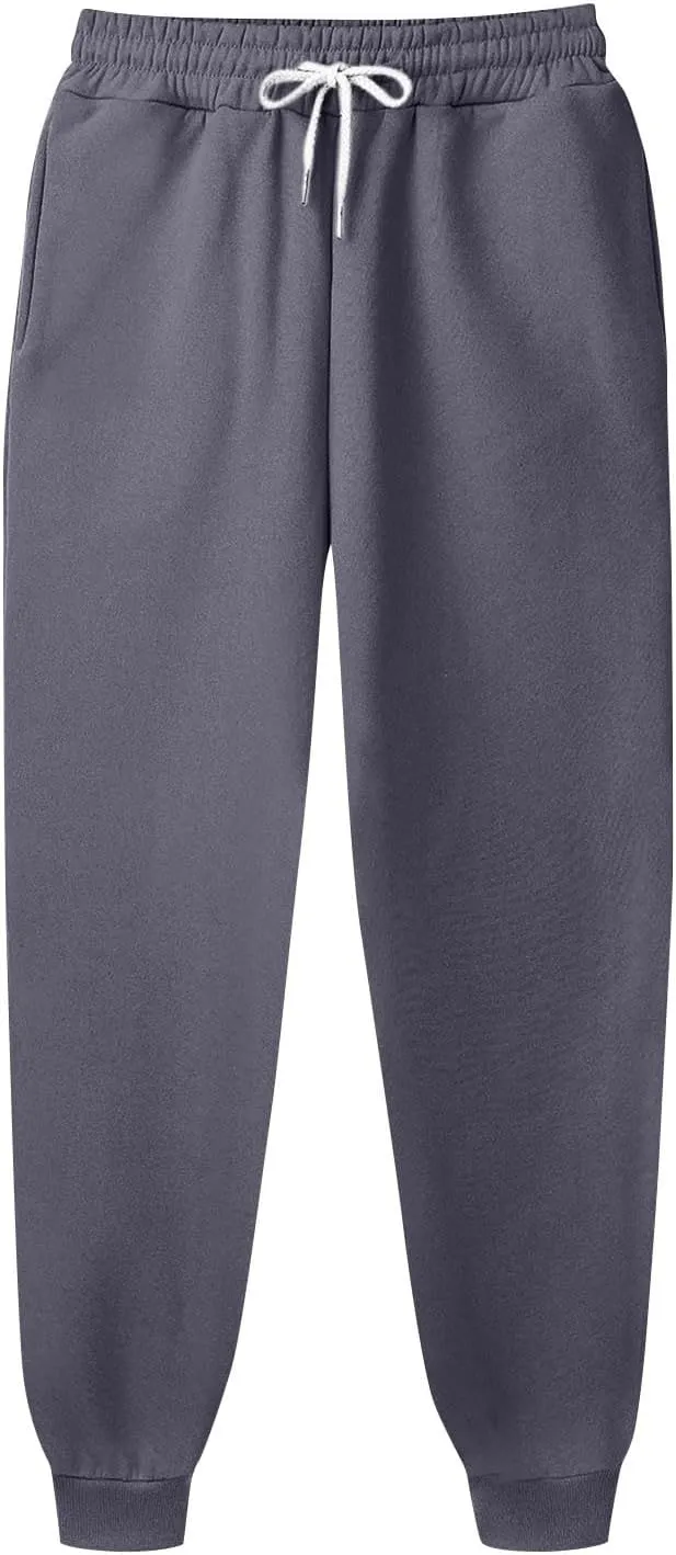 Mens Jogging Pants Baggy Casual Solid Color Sweatpants Stretch Elastic Waist Drawstring Sport Pants with Pockets