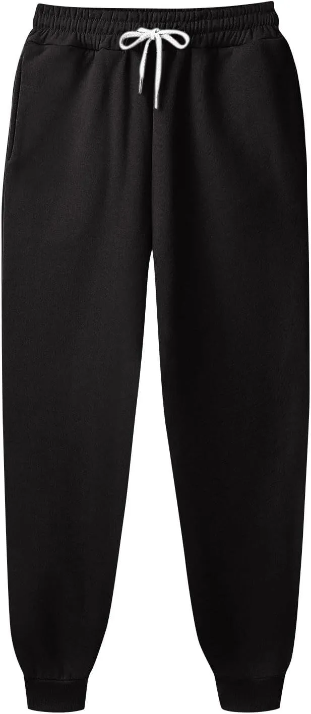 Mens Jogging Pants Baggy Casual Solid Color Sweatpants Stretch Elastic Waist Drawstring Sport Pants with Pockets