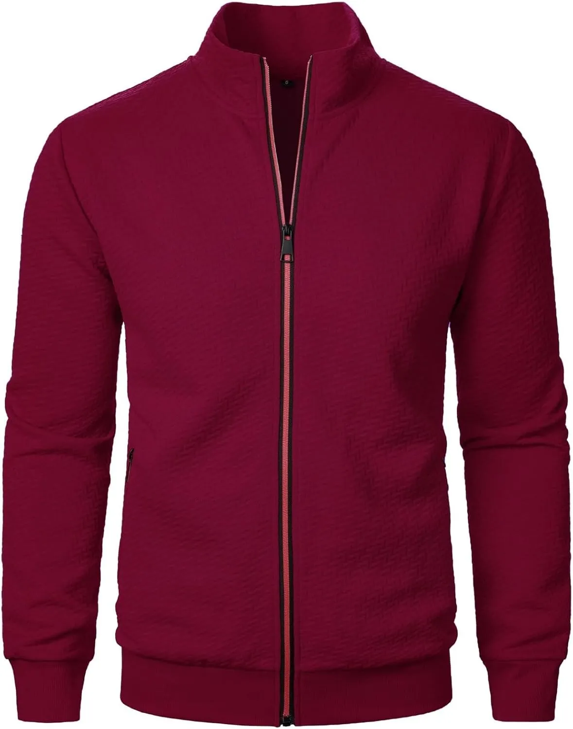 Men's Lightweight Varsity Jacket Casual Baseball Bomber Jackets Fashion Textured Zip Up Coats Sportswear with Pockets