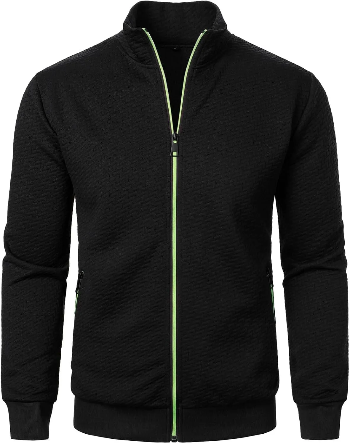 Men's Lightweight Varsity Jacket Casual Baseball Bomber Jackets Fashion Textured Zip Up Coats Sportswear with Pockets