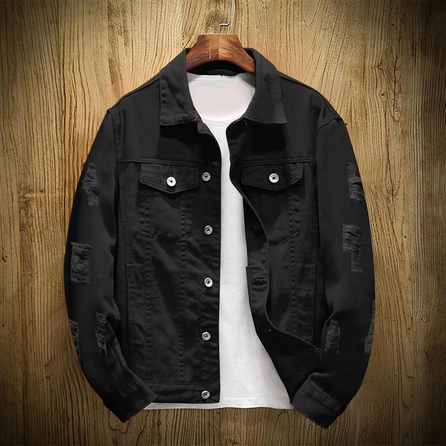 Men's Rugged Wear Button Down Denim Jacket Fashion, Classic Long Sleeve Jean Jacket jacket for men men casual