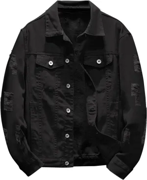 Men's Rugged Wear Button Down Denim Jacket Fashion, Classic Long Sleeve Jean Jacket jacket for men men casual
