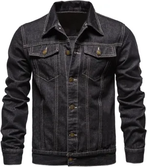 Men's Rugged Wear Button Down Denim Jacket Fashion, Classic Long Sleeve Jean Jacket jacket for men men casual
