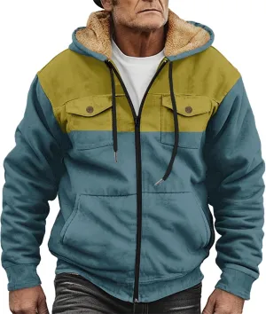 Mens Sherpa Fleece Lined Jackets Warm Winter Padded Plush Hoodies Sweatshirts Fuzzy Cargo Tatical Coats With Pockets