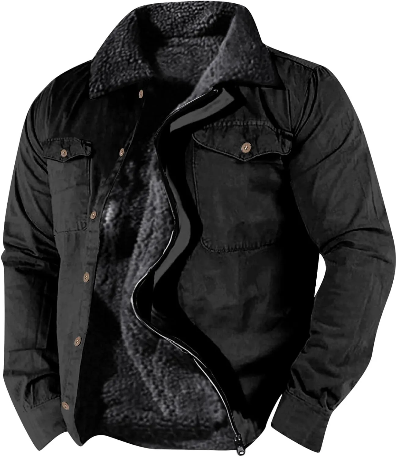 Mens Sport Coat, Hooded Winter Coats Water Resistant Warm Thicken Insulated Button zipper Windproof Jacket with Pocket