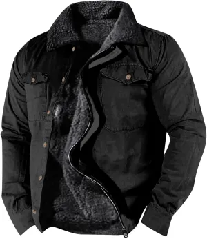 Mens Sport Coat, Hooded Winter Coats Water Resistant Warm Thicken Insulated Button zipper Windproof Jacket with Pocket