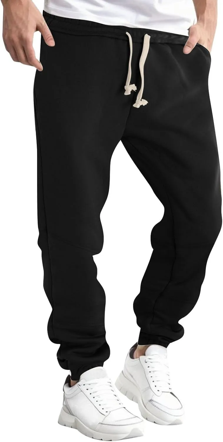 Mens Sweatpants with Pockets Big and Tall Pants Men's Heavyweight Cargo Fleece Sweatpants Stretch Elastic Waist Joggers