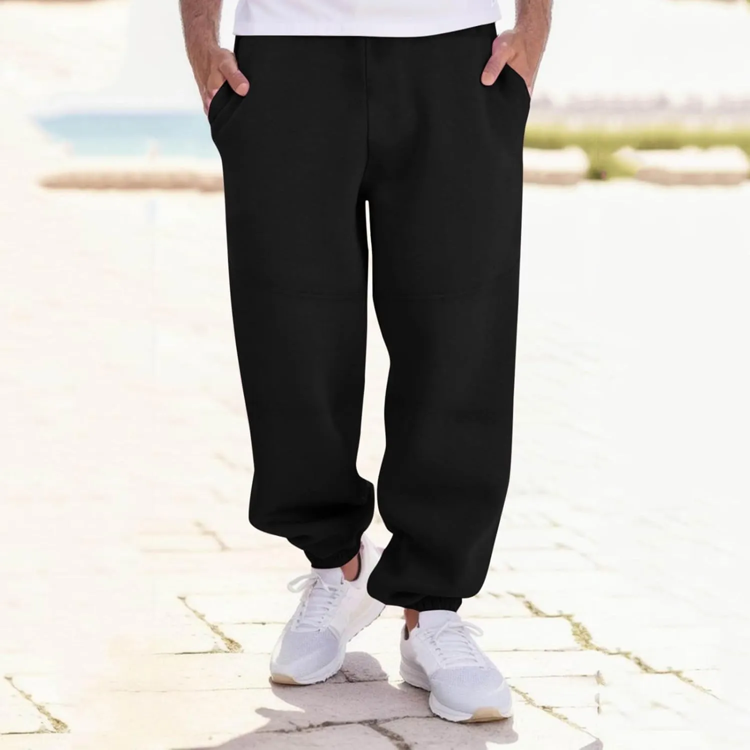 Mens Sweatpants with Pockets Big and Tall Pants Men's Heavyweight Cargo Fleece Sweatpants Stretch Elastic Waist Joggers
