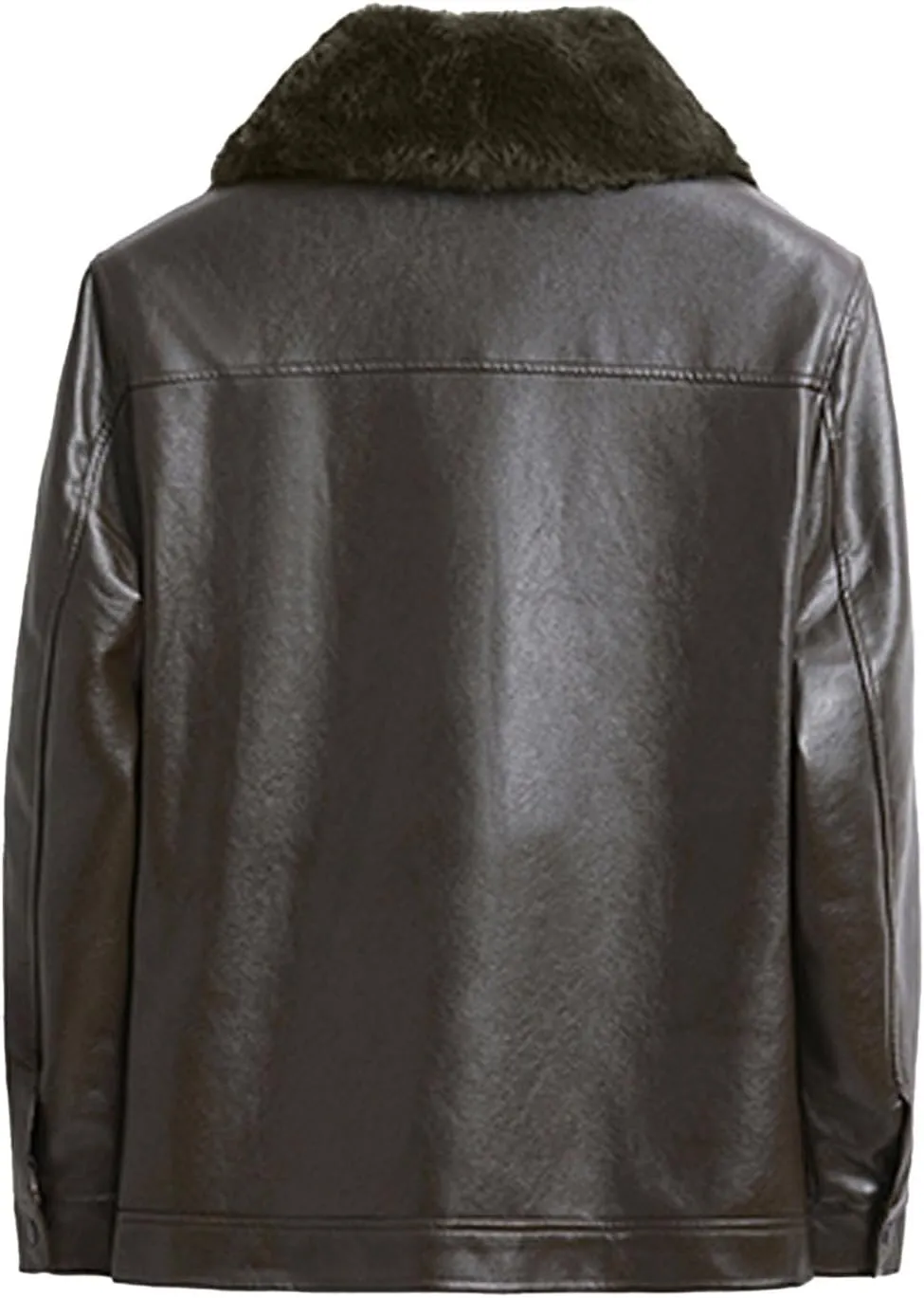 Men's Thickened Motorcycle Coat Fleecel Lined Lapel Winter Warm Bomber Jackets Faux Leather Sherpa Turcker Coats
