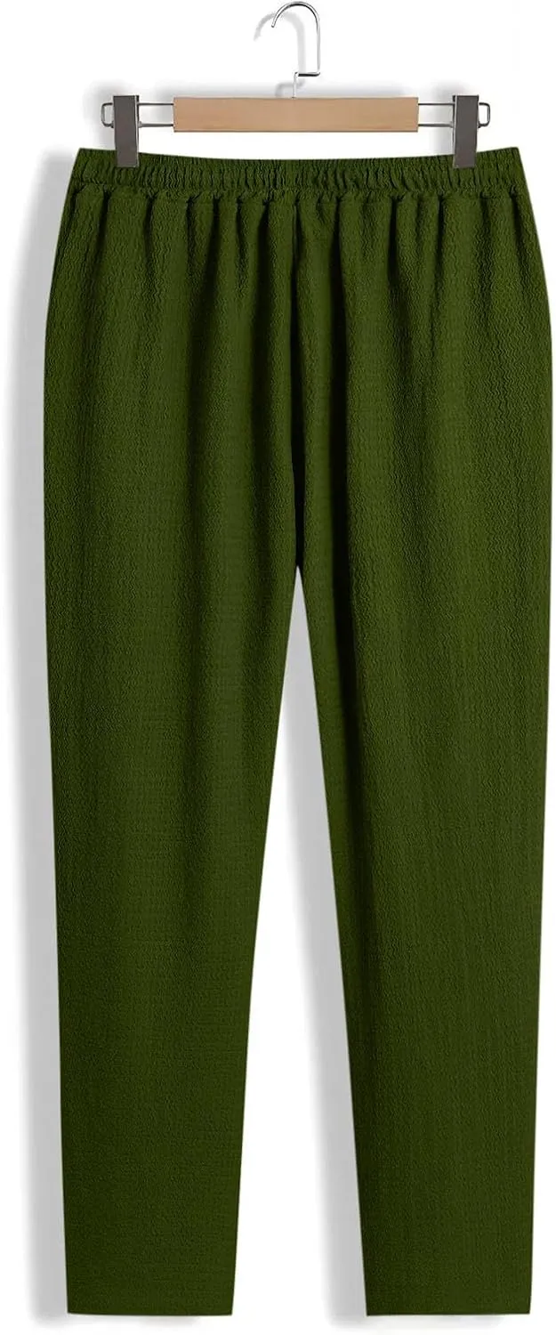 Men's Wide Leg Pants Lace up Elastic Waist Loose Comfy Sweatpant Plus Size Fashion Baggy Dressy Casual Trouser