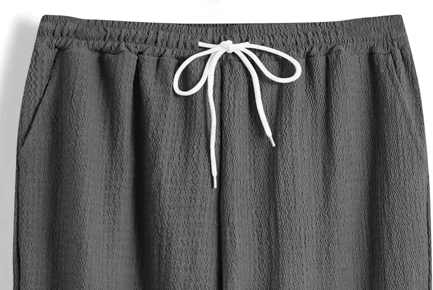 Men's Wide Leg Pants Lace up Elastic Waist Loose Comfy Sweatpant Plus Size Fashion Baggy Dressy Casual Trouser