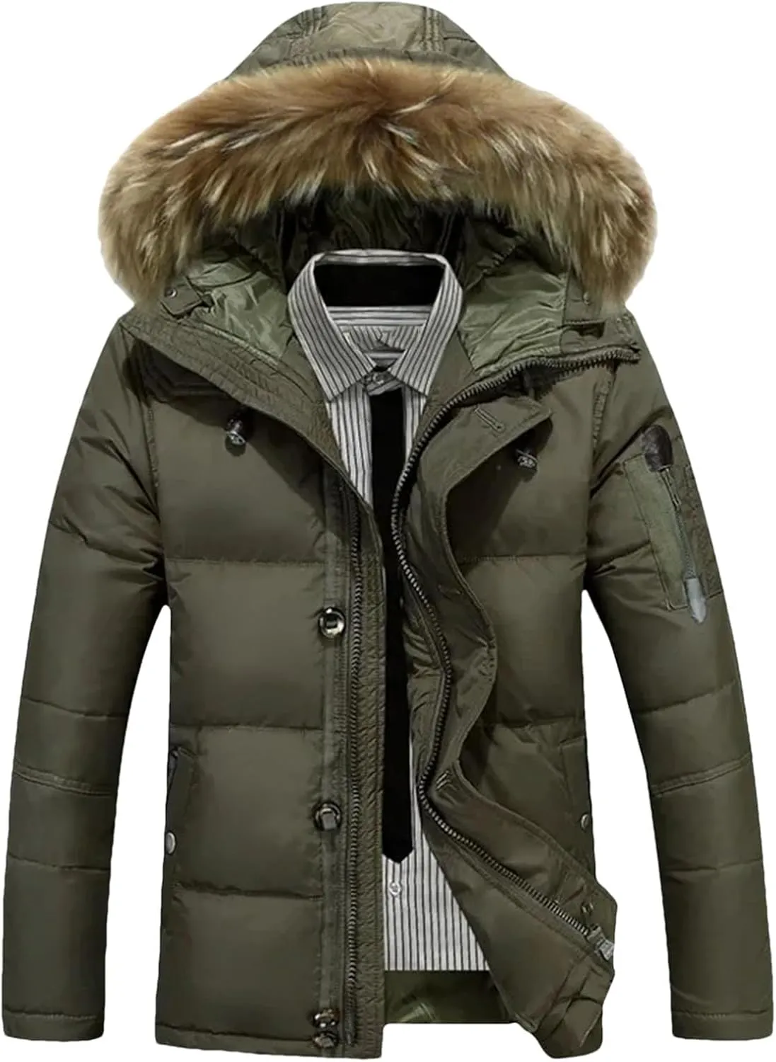 Men's Winter Hooded Collar Puffer Jackets Casual Duck Down Coats For Male Warm Down Jackets