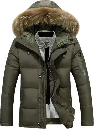 Men's Winter Hooded Collar Puffer Jackets Casual Duck Down Coats For Male Warm Down Jackets