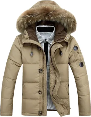 Men's Winter Hooded Collar Puffer Jackets Casual Duck Down Coats For Male Warm Down Jackets