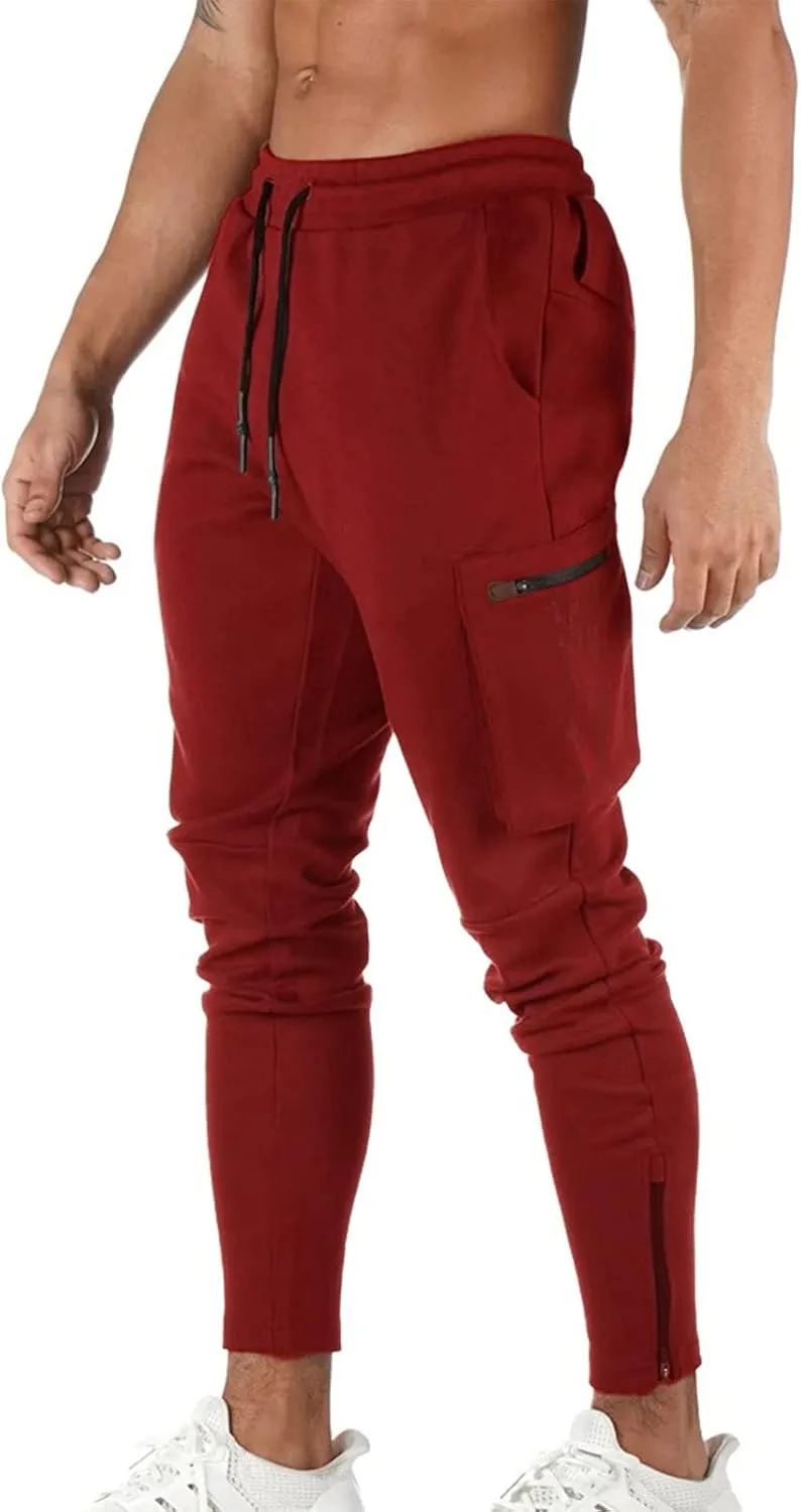 Mens Workout Cargo Sweatpants Trousers Work Wear Combat Fitness Drawstring Pockets Rope Loose Sweatpant 2023 Outdoor