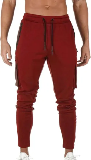 Mens Workout Cargo Sweatpants Trousers Work Wear Combat Fitness Drawstring Pockets Rope Loose Sweatpant 2023 Outdoor