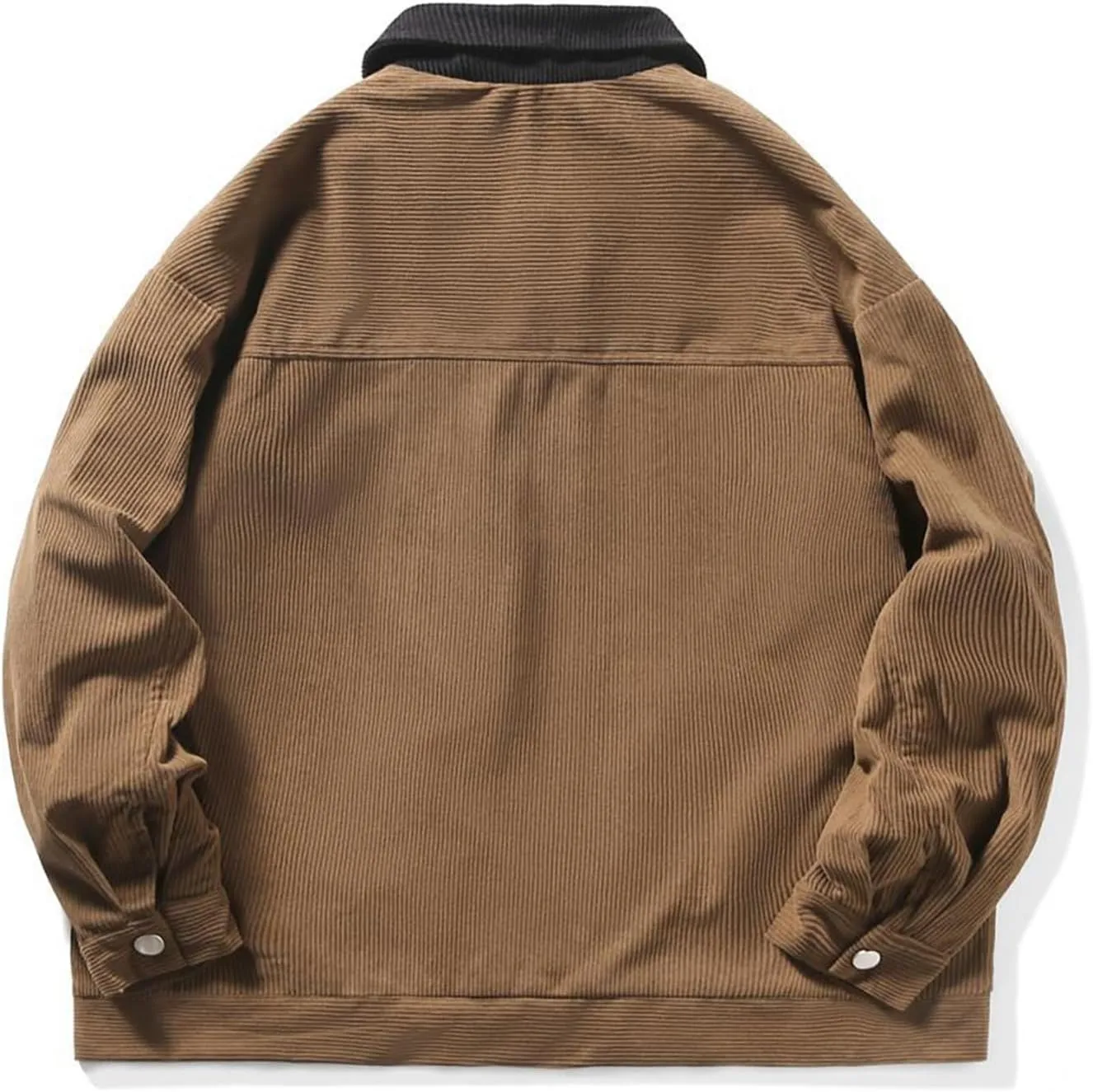 Mens Zip Up Western Corduroy Jackets Lightweight Collar Bomber Jacket Retro Distressed Long Sleeve Textured Shackets