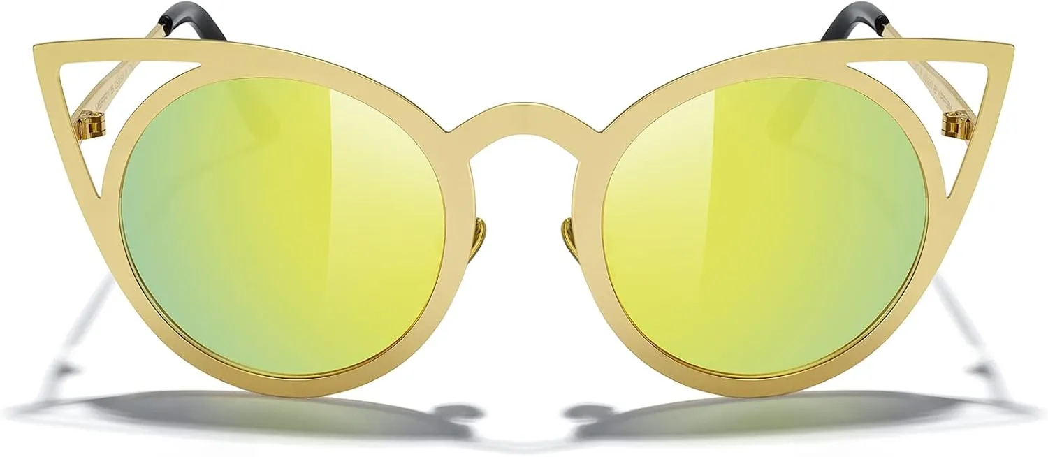 MERRY'S Cat Eye Sunglasses Round Metal Cut-Out Flash Mirror Lens Sun glasses S8064