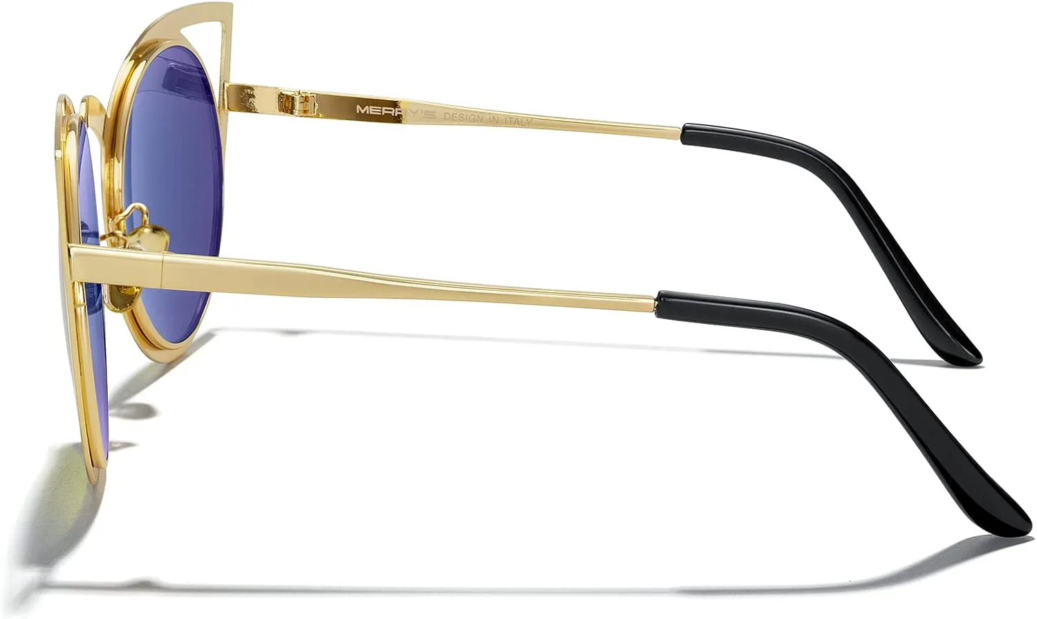 MERRY'S Cat Eye Sunglasses Round Metal Cut-Out Flash Mirror Lens Sun glasses S8064