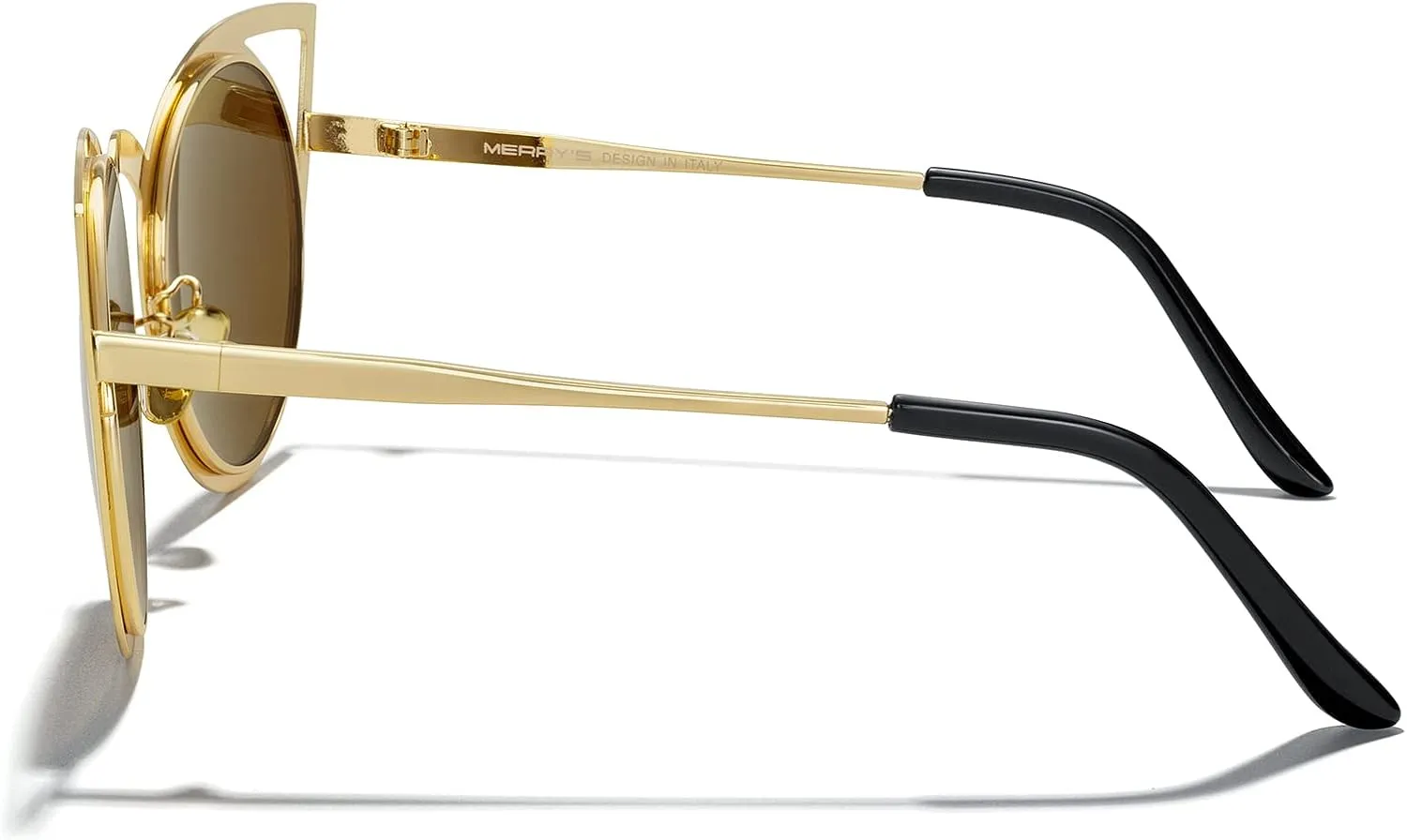 MERRY'S Cat Eye Sunglasses Round Metal Cut-Out Flash Mirror Lens Sun glasses S8064