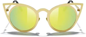 MERRY'S Cat Eye Sunglasses Round Metal Cut-Out Flash Mirror Lens Sun glasses S8064