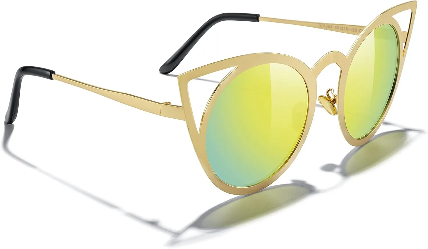 MERRY'S Cat Eye Sunglasses Round Metal Cut-Out Flash Mirror Lens Sun glasses S8064