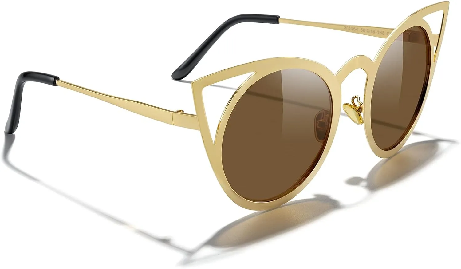 MERRY'S Cat Eye Sunglasses Round Metal Cut-Out Flash Mirror Lens Sun glasses S8064